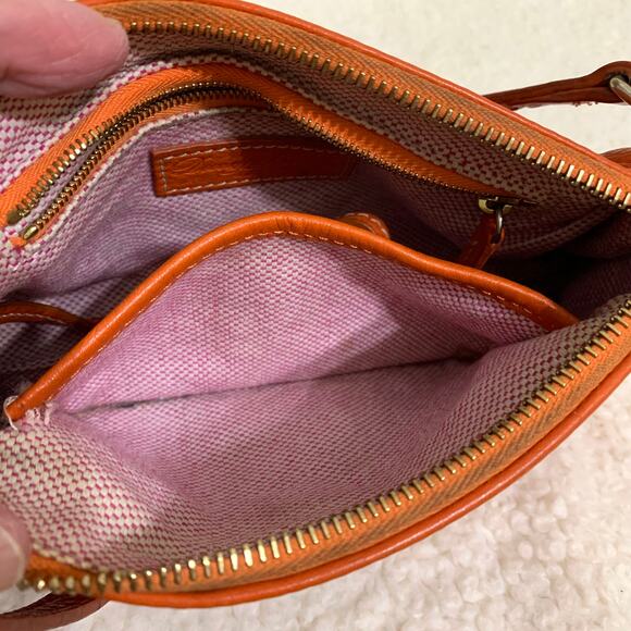 DOONEY & BOURKE Vintage Y2K Orange Pebbled Leather Mini Barrel Bag - Picture 7 of 16